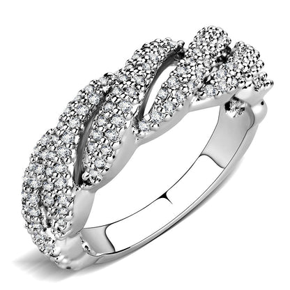 MA3W1468 - Rhodium Brass Ring with AAA Grade CZ  in Clear
