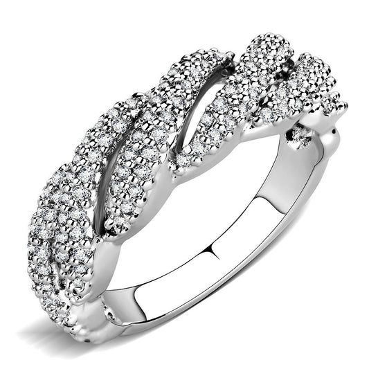 MA3W1468 - Rhodium Brass Ring with AAA Grade CZ  in Clear