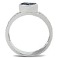 MA3W146 - Rhodium Brass Ring with Synthetic Synthetic Glass in Light Sapphire