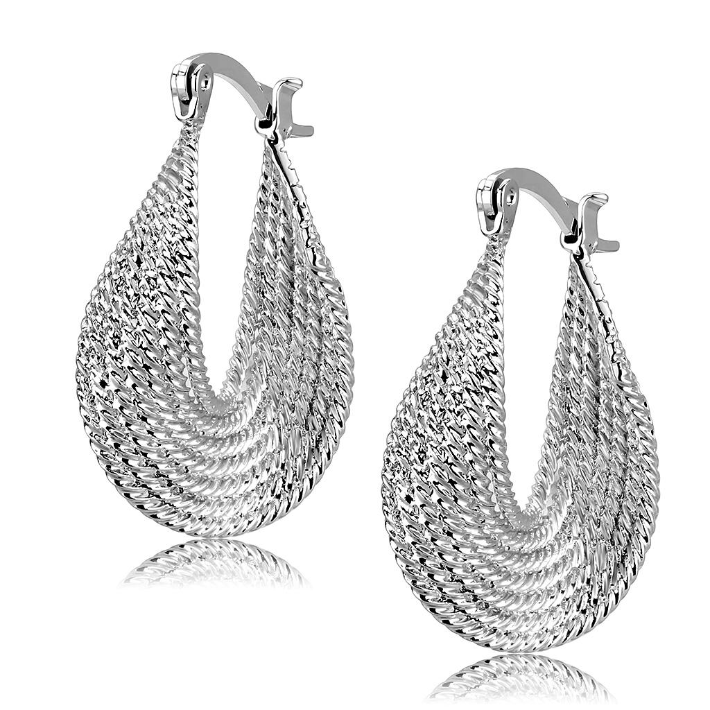 MA3W1476 - Rhodium Brass Earrings with No Stone