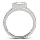 MA3W147 - Rhodium Brass Ring with AAA Grade CZ  in Clear