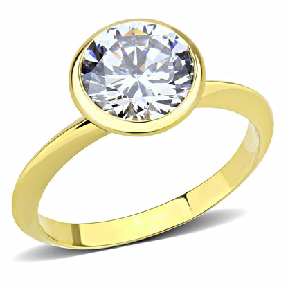 MA3W1485 - Gold Brass Ring with AAA Grade CZ  in Clear