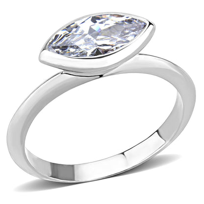 MA3W1489 - Rhodium Brass Ring with AAA Grade CZ  in Clear