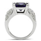 MA3W148 - Rhodium Brass Ring with AAA Grade CZ  in Amethyst