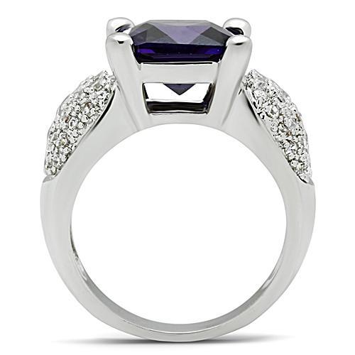 MA3W148 - Rhodium Brass Ring with AAA Grade CZ  in Amethyst