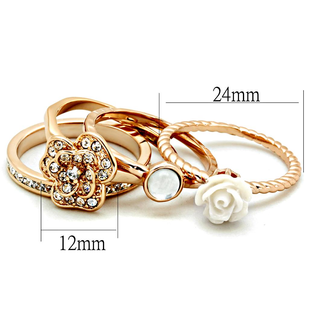 MA3W1490 - Rose Gold Brass Ring with Synthetic Synthetic Stone in White