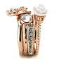 MA3W1490 - Rose Gold Brass Ring with Synthetic Synthetic Stone in White