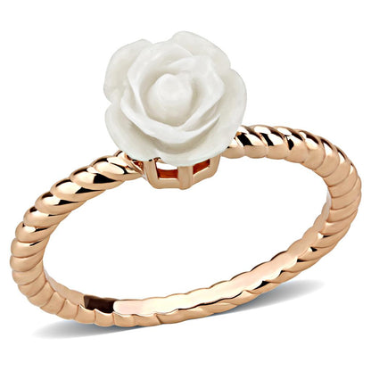 MA3W1492 - Rose Gold Brass Ring with Synthetic Synthetic Stone in White