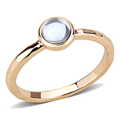 MA3W1493 - Rose Gold Brass Ring with Synthetic Synthetic Glass in Aquamarine