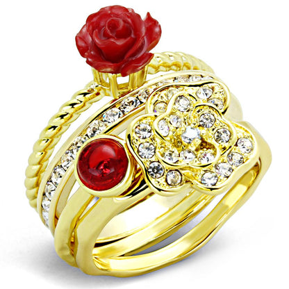 MA3W1495 - Gold Brass Ring with Synthetic Synthetic Stone in Siam
