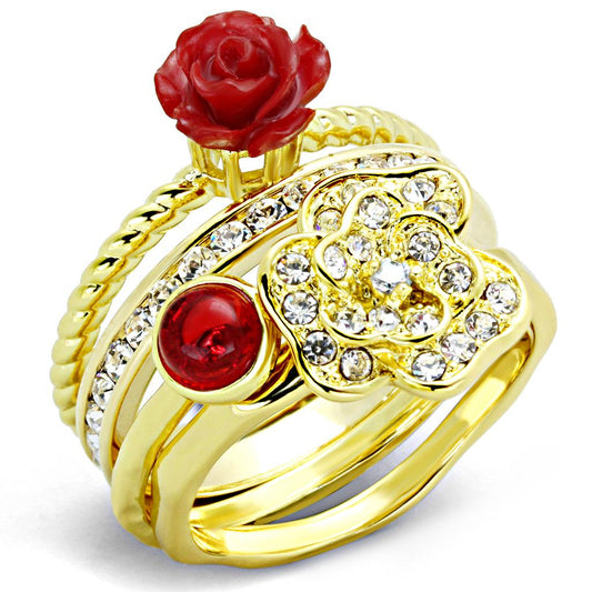 MA3W1495 - Gold Brass Ring with Synthetic Synthetic Stone in Siam