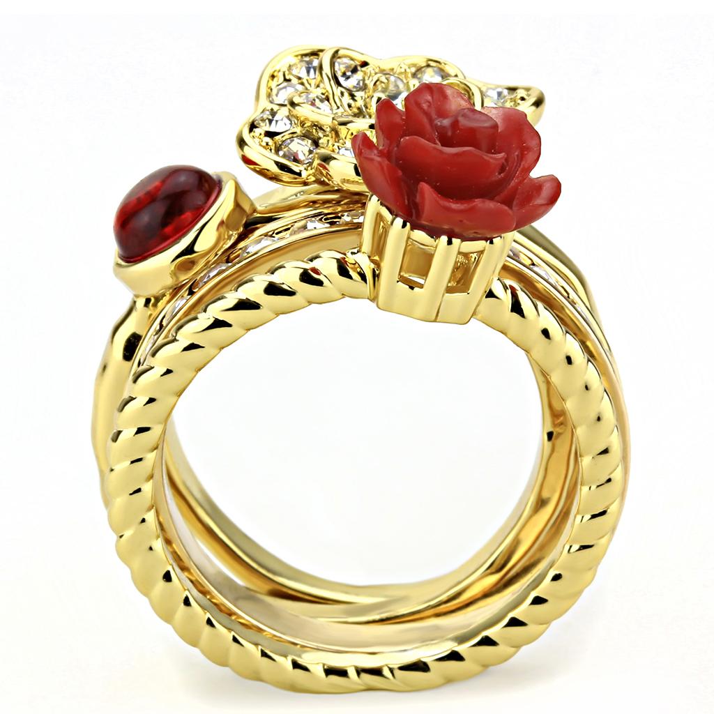 MA3W1495 - Gold Brass Ring with Synthetic Synthetic Stone in Siam