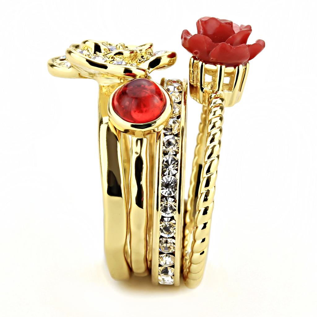 MA3W1495 - Gold Brass Ring with Synthetic Synthetic Stone in Siam