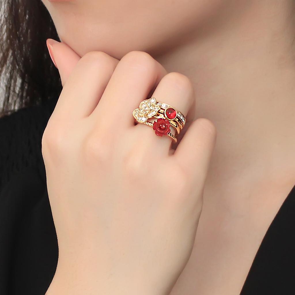 MA3W1495 - Gold Brass Ring with Synthetic Synthetic Stone in Siam