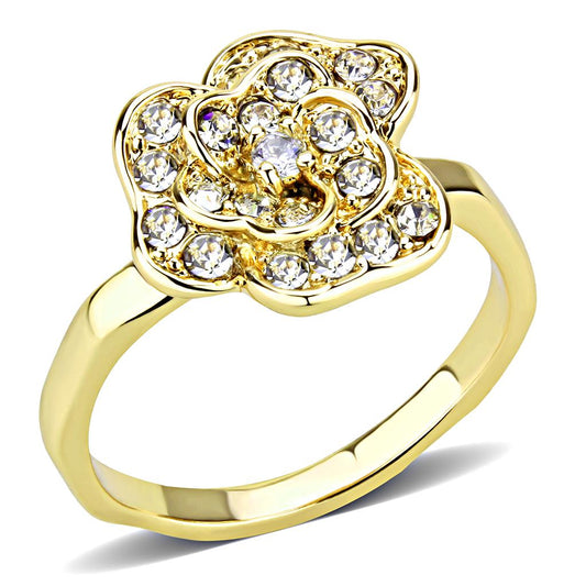 MA3W1497 - Gold Brass Ring with Top Grade Crystal  in Clear