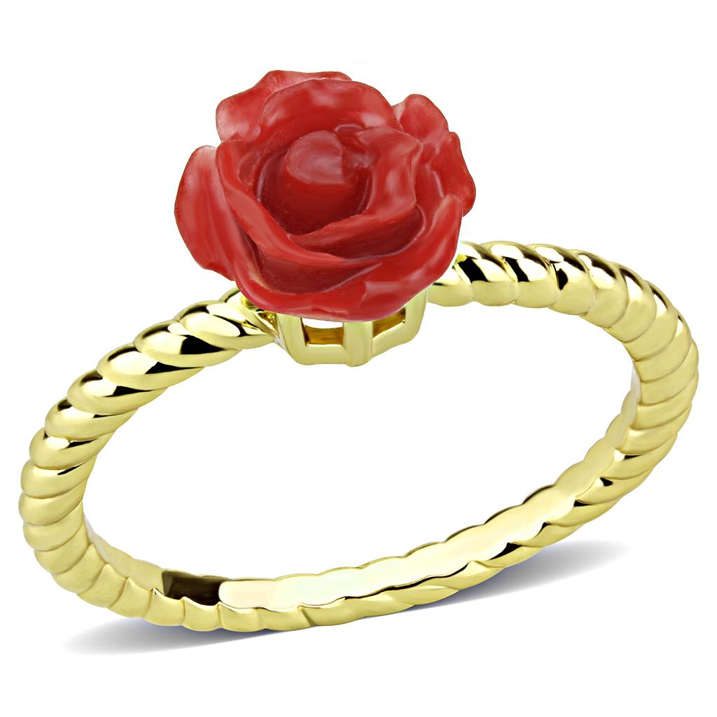MA3W1498 - Gold Brass Ring with Synthetic Synthetic Stone in Siam
