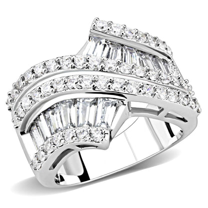 MA3W1501 - Rhodium Brass Ring with AAA Grade CZ  in Clear