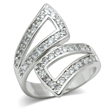 MA3W150 - Rhodium Brass Ring with AAA Grade CZ  in Clear