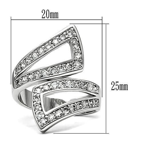 MA3W150 - Rhodium Brass Ring with AAA Grade CZ  in Clear