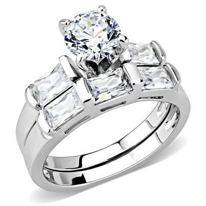 MA3W1515 - Rhodium Brass Ring with AAA Grade CZ  in Clear
