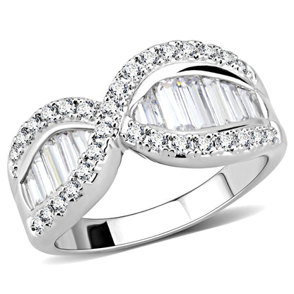 MA3W1518 - Rhodium Brass Ring with AAA Grade CZ  in Clear