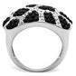 MA3W151 - Rhodium + Ruthenium Brass Ring with Top Grade Crystal  in Multi Color