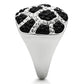 MA3W151 - Rhodium + Ruthenium Brass Ring with Top Grade Crystal  in Multi Color
