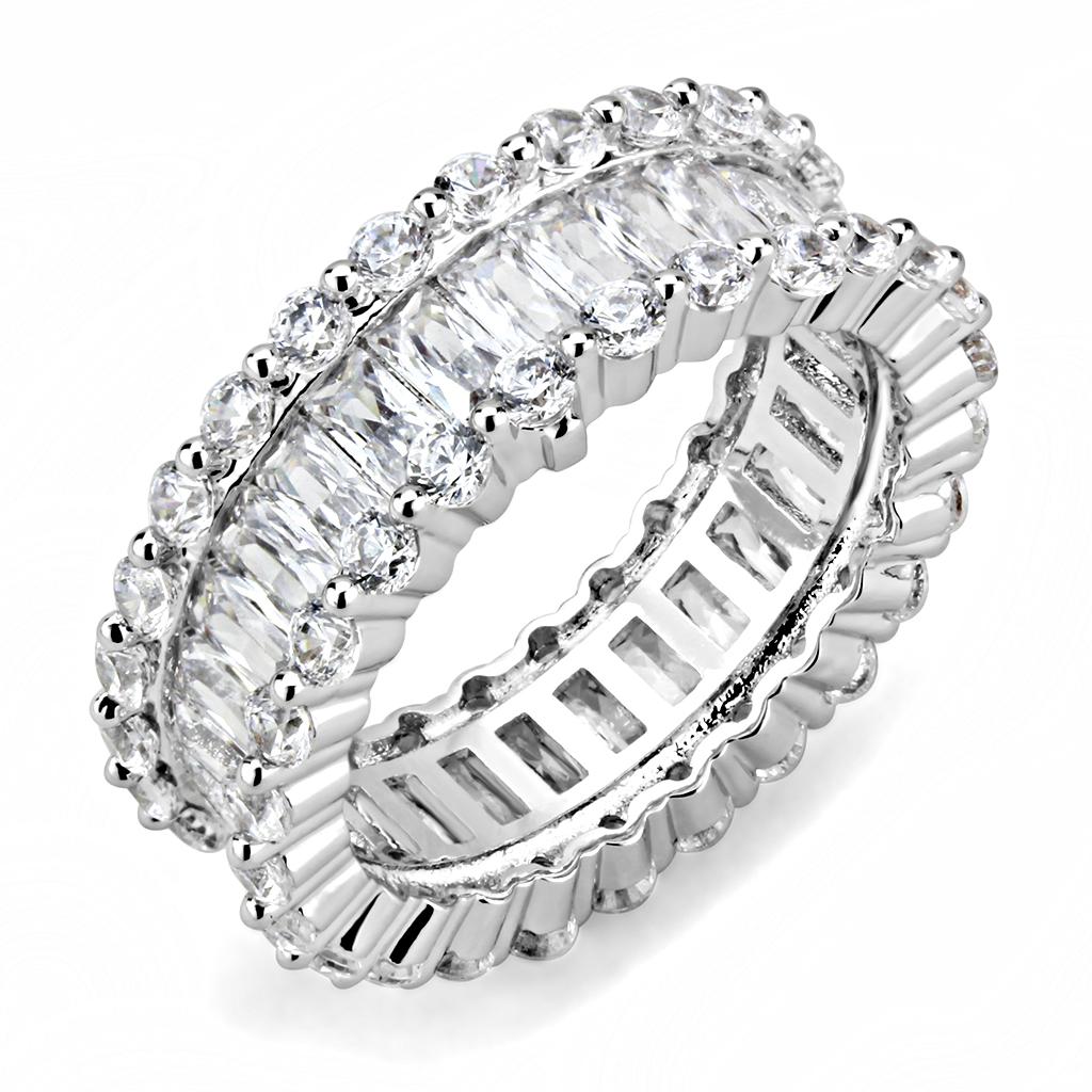 MA3W1531 - Rhodium Brass Ring with AAA Grade CZ  in Clear