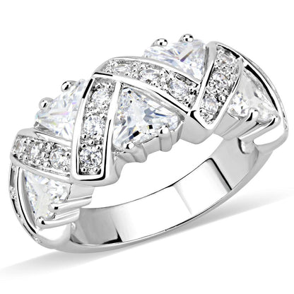 MA3W1533 - Rhodium Brass Ring with AAA Grade CZ  in Clear
