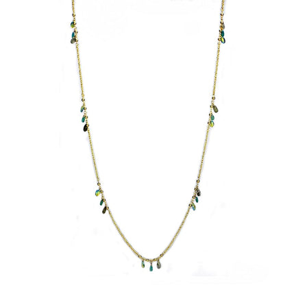 MA3W1537 - Gold Brass Necklace with Synthetic Jade in Emerald