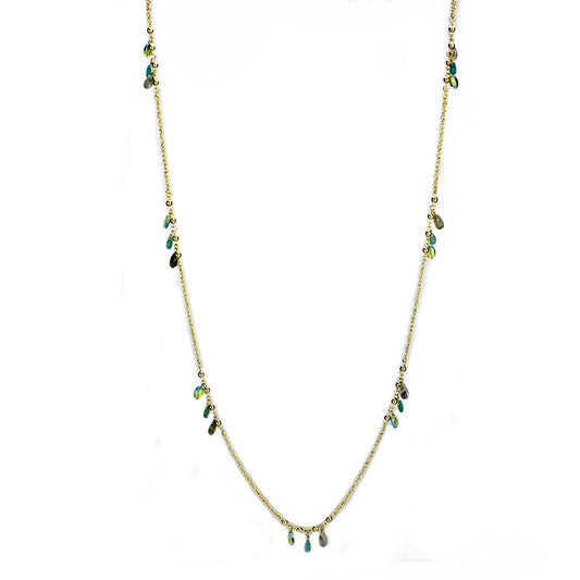 MA3W1537 - Gold Brass Necklace with Synthetic Jade in Emerald