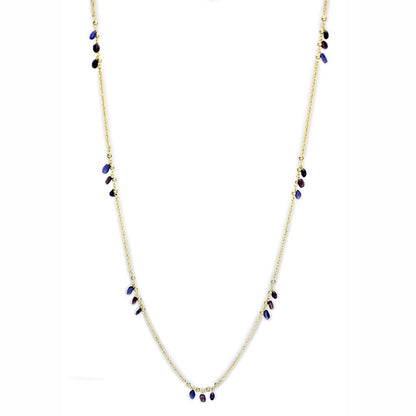MA3W1538 - Gold Brass Necklace with Semi-Precious Amethyst Crystal in Amethyst