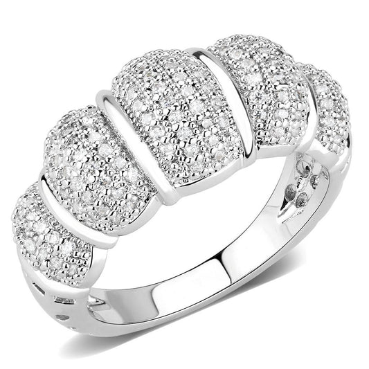 MA3W1540 - Rhodium Brass Ring with AAA Grade CZ  in Clear