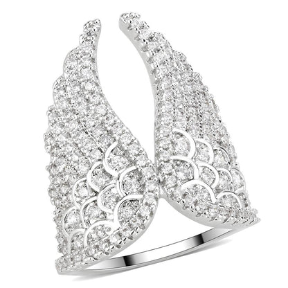 MA3W1543 - Rhodium Brass Ring with AAA Grade CZ  in Clear