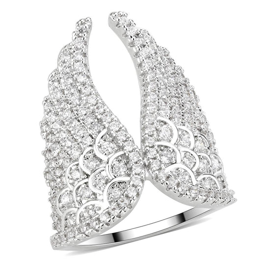 MA3W1543 - Rhodium Brass Ring with AAA Grade CZ  in Clear