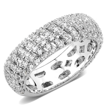 MA3W1550 - Rhodium Brass Ring with AAA Grade CZ  in Clear