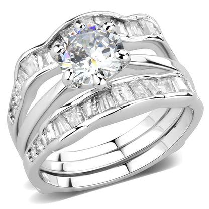 MA3W1557 - Rhodium Brass Ring with AAA Grade CZ  in Clear