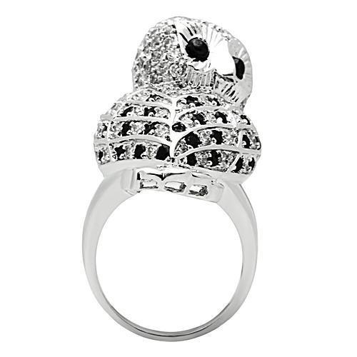 MA3W155 - Rhodium Brass Ring with AAA Grade CZ  in Jet
