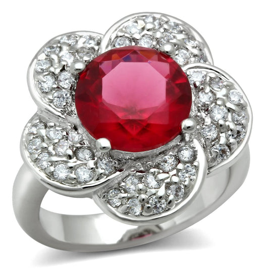 MA3W156 - Rhodium Brass Ring with Synthetic Synthetic Glass in Siam