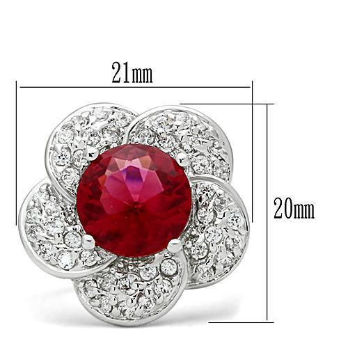 MA3W156 - Rhodium Brass Ring with Synthetic Synthetic Glass in Siam