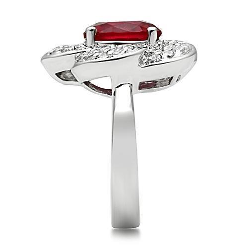 MA3W156 - Rhodium Brass Ring with Synthetic Synthetic Glass in Siam