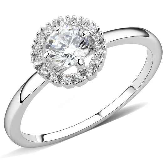 MA3W1570 - Rhodium Brass Ring with AAA Grade CZ  in Clear