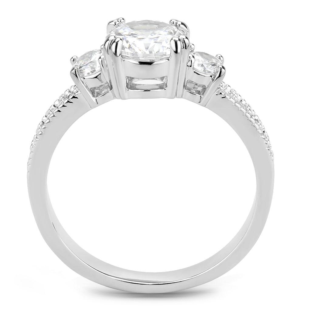 MA3W1571 - Rhodium Brass Ring with AAA Grade CZ  in Clear
