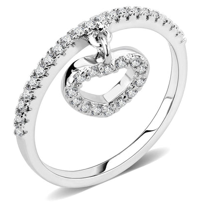 MA3W1579 - Rhodium Brass Ring with AAA Grade CZ  in Clear