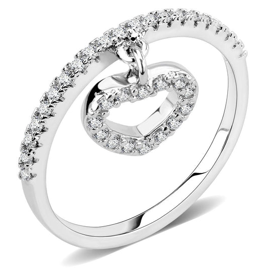 MA3W1579 - Rhodium Brass Ring with AAA Grade CZ  in Clear