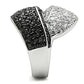 MA3W157 - Rhodium + Ruthenium Brass Ring with AAA Grade CZ  in Jet
