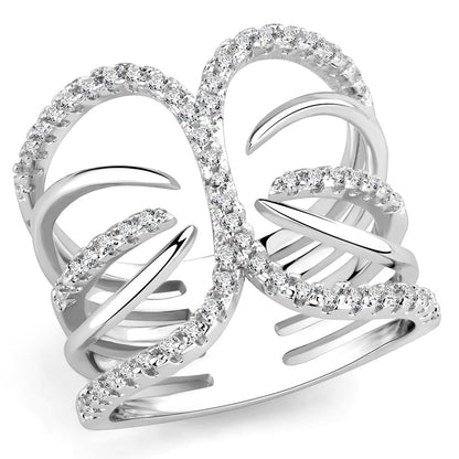 MA3W1580 - Rhodium Brass Ring with AAA Grade CZ  in Clear
