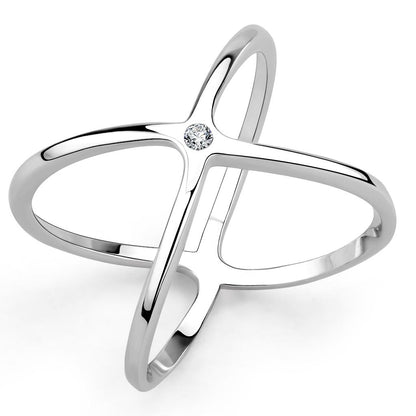 MA3W1584 - Rhodium Brass Ring with AAA Grade CZ  in Clear