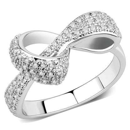 MA3W1585 - Rhodium Brass Ring with AAA Grade CZ  in Clear