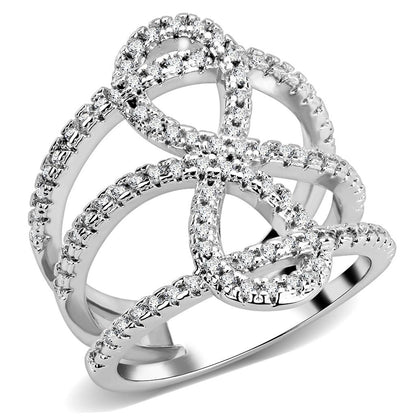 MA3W1587 - Rhodium Brass Ring with AAA Grade CZ  in Clear